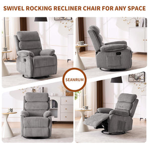 Velvet 360° Swivel Rocker Recliner Chair with Footrest