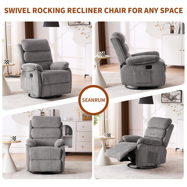 Velvet 360° Swivel Rocker Recliner Chair with Footrest