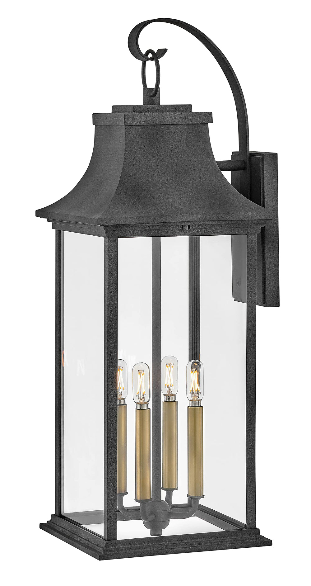 Four-Light Outdoor Wall Mount Lantern – Aluminum & Clear Glass