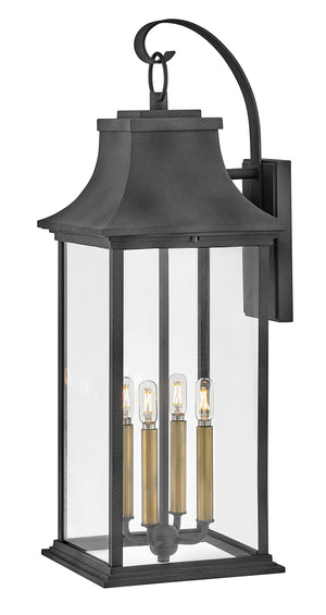 Four-Light Outdoor Wall Mount Lantern – Aluminum & Clear Glass