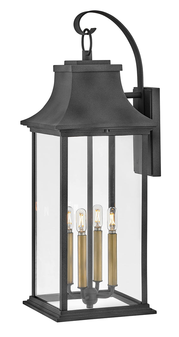 Four-Light Outdoor Wall Mount Lantern – Aluminum & Clear Glass