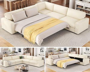 Oversized L-Shaped Sectional Sofa Bed with Pull-Out Sleeper & Storage