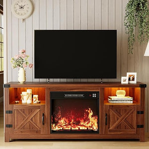 58" Electric Fireplace TV Stand with Barn Doors