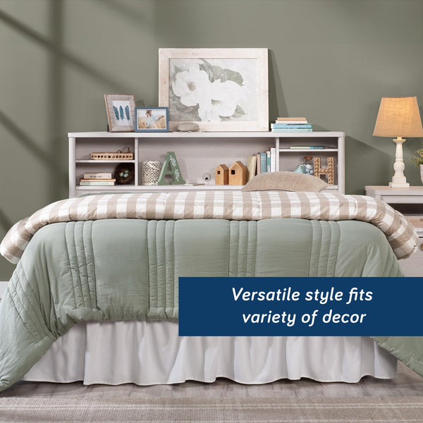 Full/Queen Bookcase Headboard with Adjustable Shelves – Glacier Oak