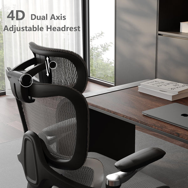 Ergonomic Mesh Office Chair with 3D Lumbar Support, 5D Armrests & 4D Headrest
