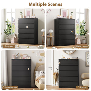 5-Drawer Dresser with Storage – Black