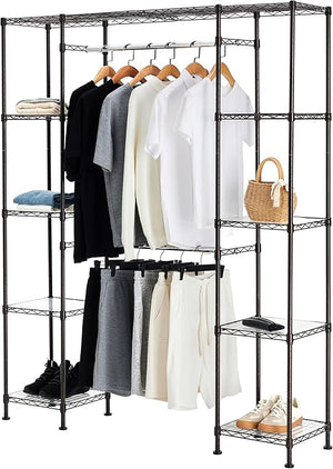 Expandable Metal Hanging Closet Organizer with Shelves