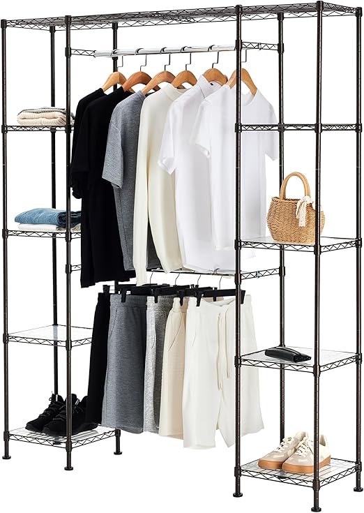 Expandable Metal Hanging Closet Organizer with Shelves