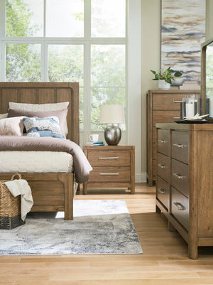 6-Drawer Bedroom Dresser – Hardwood & Hickory Veneer, Light Brown