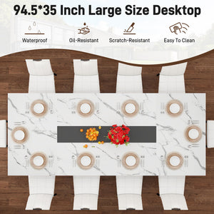 7-Piece Dining Table Set with 6 Leather Chairs – Farmhouse Rectangular Kitchen Table