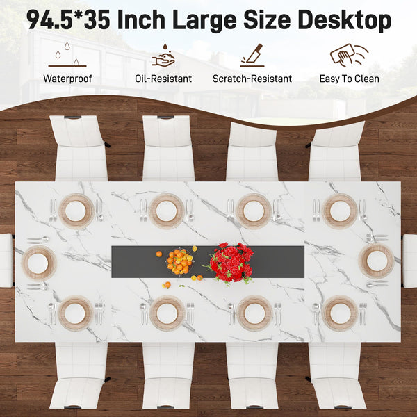 7-Piece Dining Table Set with 6 Leather Chairs – Farmhouse Rectangular Kitchen Table