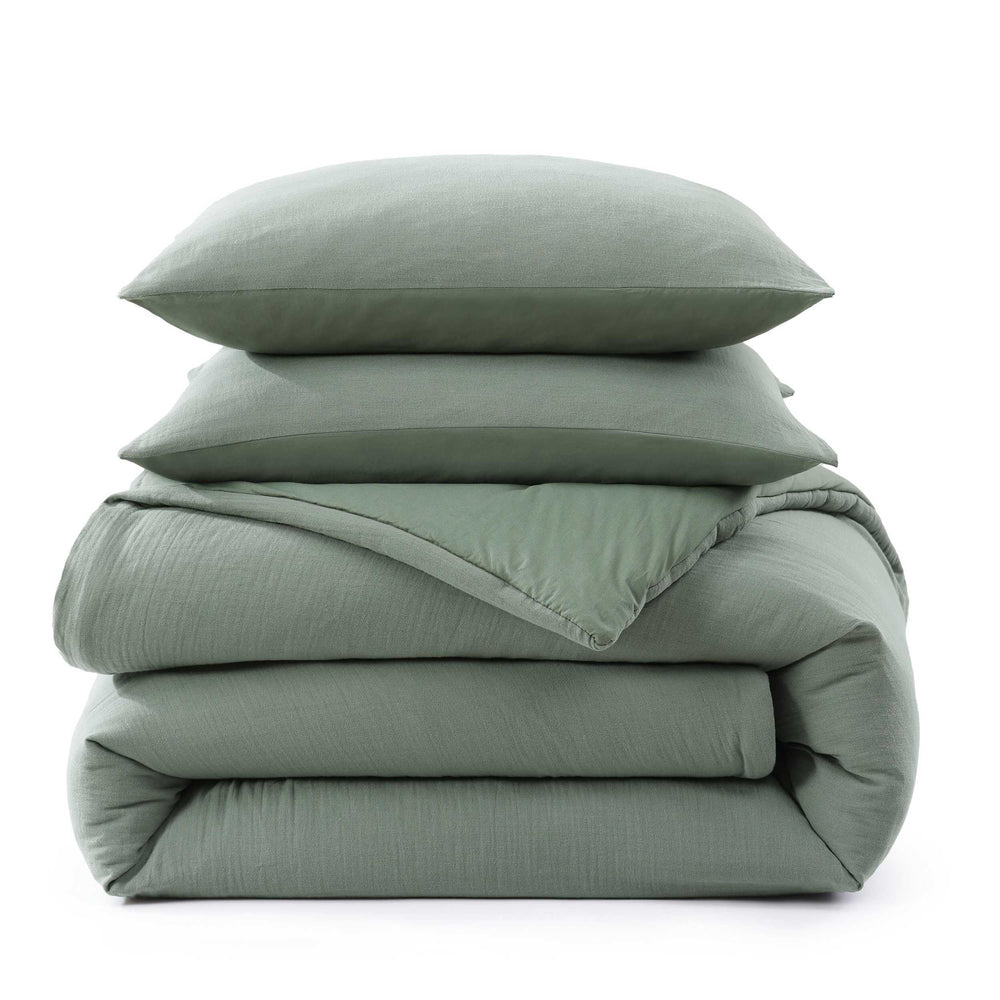Cotton Gauze Comforter Set with Pillowcases – Paradiso Green