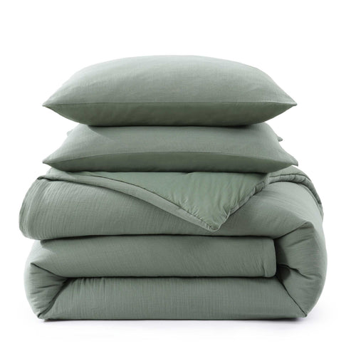Cotton Gauze Comforter Set with Pillowcases – Paradiso Green