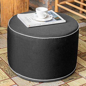 Round Outdoor Patio Ottoman – Waterproof Foam-Filled Footrest Pouf