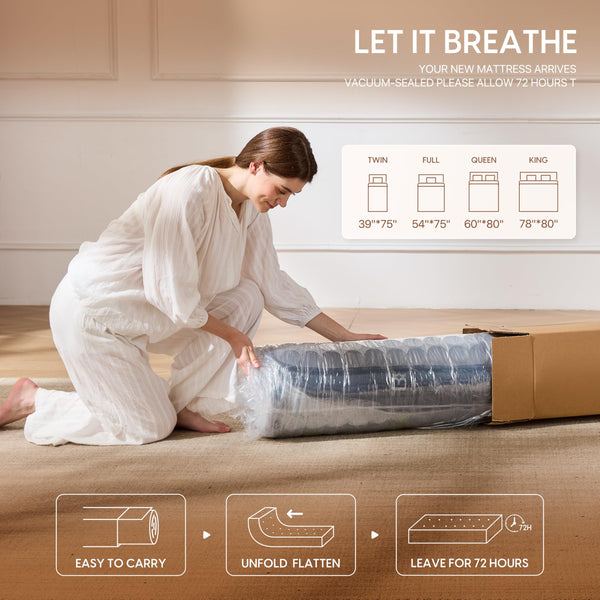 Queen Hybrid Mattress 12 Inch – Memory Foam & Innerspring with Cooling Gel