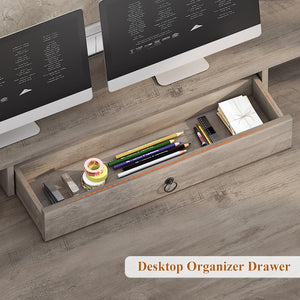 63" Farmhouse Executive Desk with Drawers, Storage Cabinet & Monitor Stand