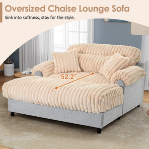 Oversized Chaise Lounge Sofa with Throw Pillows