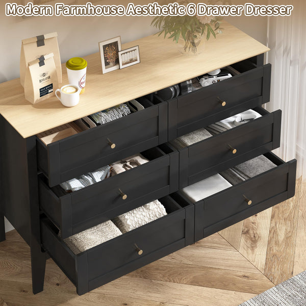 6-Drawer Dresser with TV Stand, 47" Wide