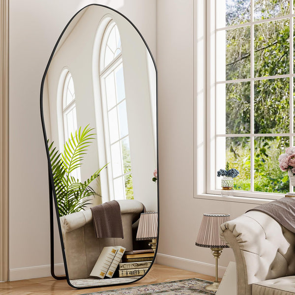 Irregular Full Length Floor Mirror with Aluminum Frame