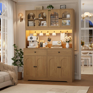 71" LED Kitchen Pantry Cabinet with Power Outlet
