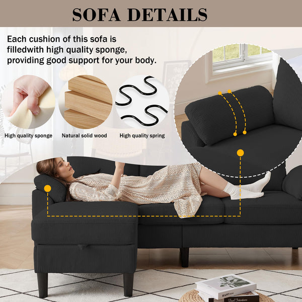 4-Piece Corduroy Living Room Set – Sofa, Loveseat, Chair & Ottoman