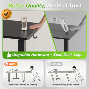 L-Shaped Electric Standing Desk with Power Outlets – 63 x 55 Inch Height Adjustable Corner Desk