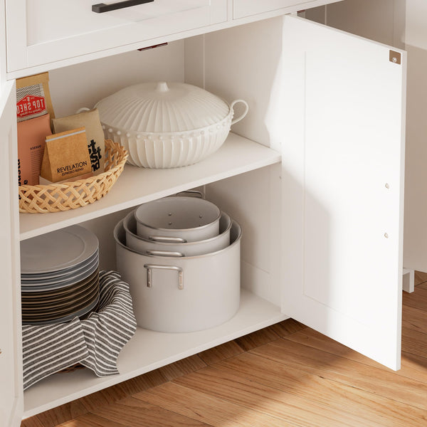 Sideboard Buffet Cabinet with Drawers, Doors & Adjustable Shelves