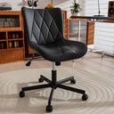 Armless Adjustable Desk Chair – PU Leather, Memory Foam Seat