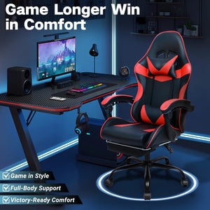 Ergonomic Gaming Chair with Footrest & Lumbar Support