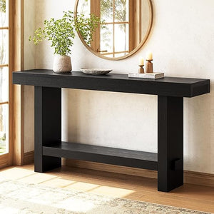 63-Inch Solid Wood Console Table with Lower Shelf