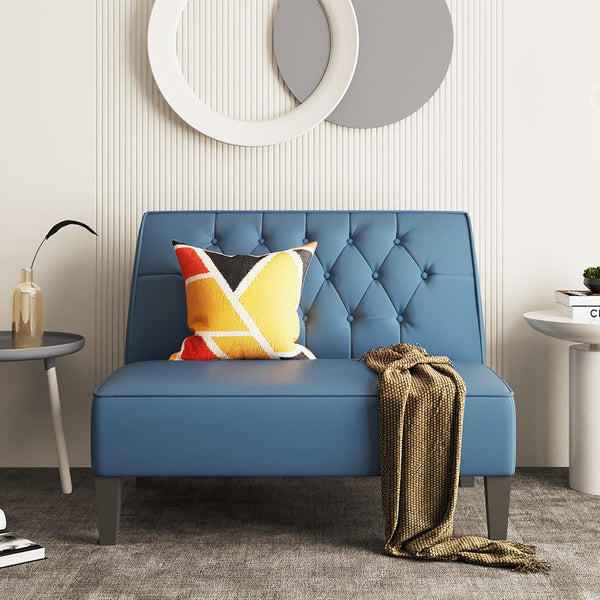 Button-Tufted Velvet Loveseat Settee Bench
