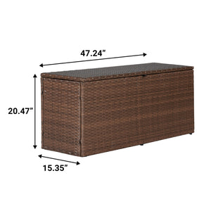 Outdoor Wicker Storage Trunk with Lockable Lid