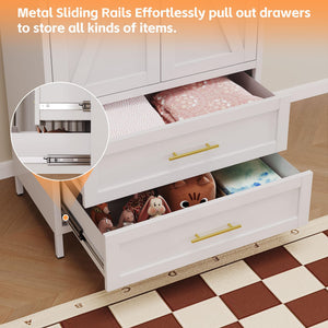 Metal Wardrobe Closet with Drawers & Hanging Rod