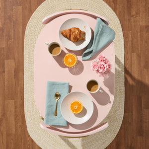 3-Piece Oval Dining Table Set with 2 Chairs — Metal Frame & Curved Backrests
