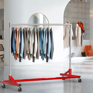 Industrial Z-Base Garment Rack, 500 lb Capacity, 63" Bar