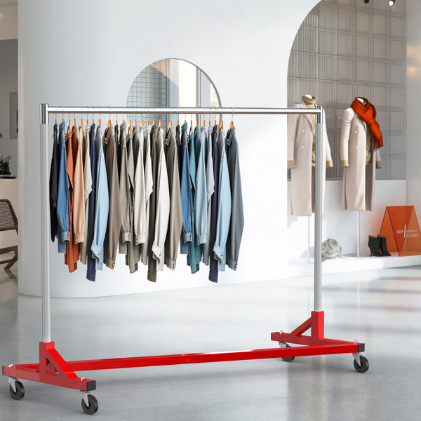 Industrial Z-Base Garment Rack, 500 lb Capacity, 63" Bar