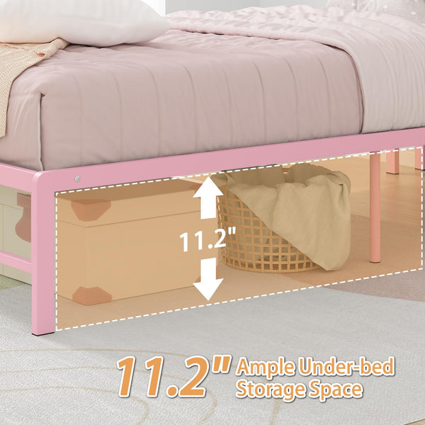 Twin Bed Frame with Storage Headboard, LED Light & Charging Station