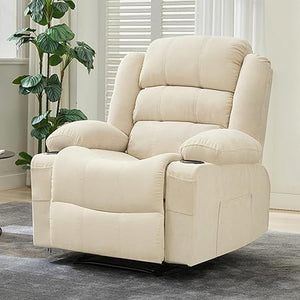 Large Recliner Chair – 3-Position Manual Reclining Chair with Cup Holders