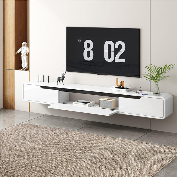 Floating TV Stand with Power Outlet – 70.8" Wall Mounted Entertainment Center