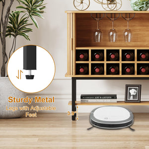 Wine Bar Storage Cabinet with Sliding Doors & Glass Holder