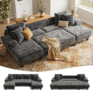U-Shaped Convertible Sleeper Sofa with Pull-Out Bed