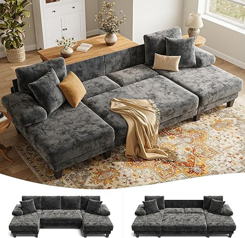 U-Shaped Convertible Sleeper Sofa with Pull-Out Bed
