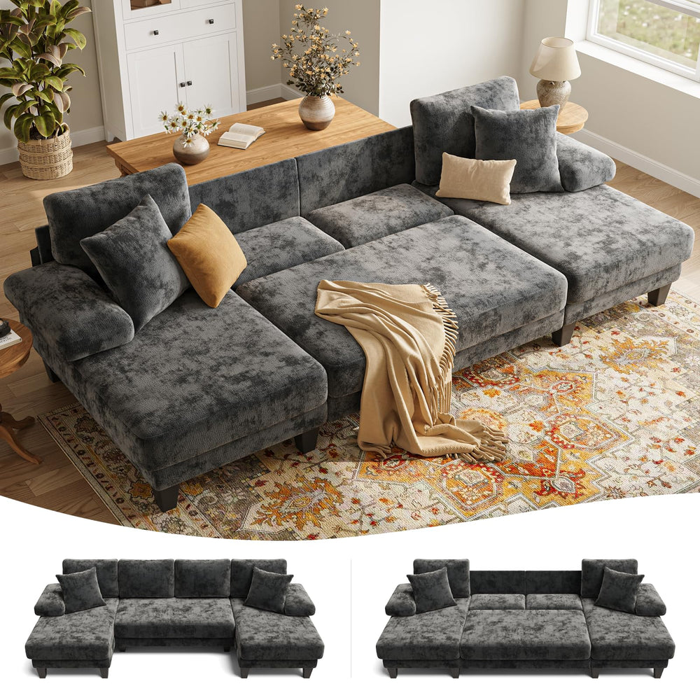 U-Shaped Convertible Sleeper Sofa with Pull-Out Bed