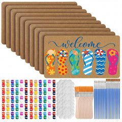 DIY Blank Coir Doormat Painting Kit with Acrylic Paint & Brushes