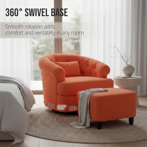 Barrel Swivel Accent Chair with Ottoman