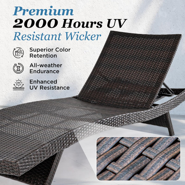 Wicker Chaise Lounge Chairs Set of 2
