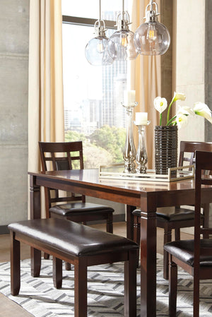 6-Piece Dining Table Set with Bench and 4 Chairs