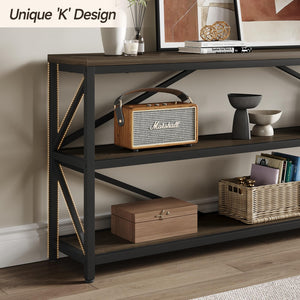 Industrial Console Sofa Table 70.8 Inch with 3-Tier Storage Shelf