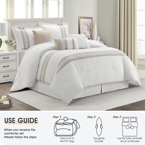 7-Piece Boho Comforter Set – Geometric Embroidery Microfiber Bedding