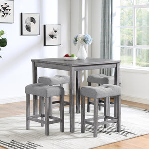 5-Piece Counter Height Dining Set with 4 Upholstered Bar Stools